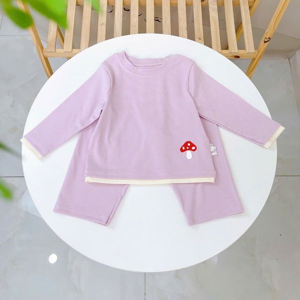  Bộ dài tay cho bé Lá Homewear A352,  đồ dài mặc ngủ bé trai bé gái phối lai vải Lyocell cotton mềm mướt 