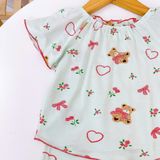  Bộ lửng bé gái sợi sồi Modal Lá Homewear MOD6, đồ bộ tay ngắn quần lỡ babydoll dễ thương vải mềm mát 
