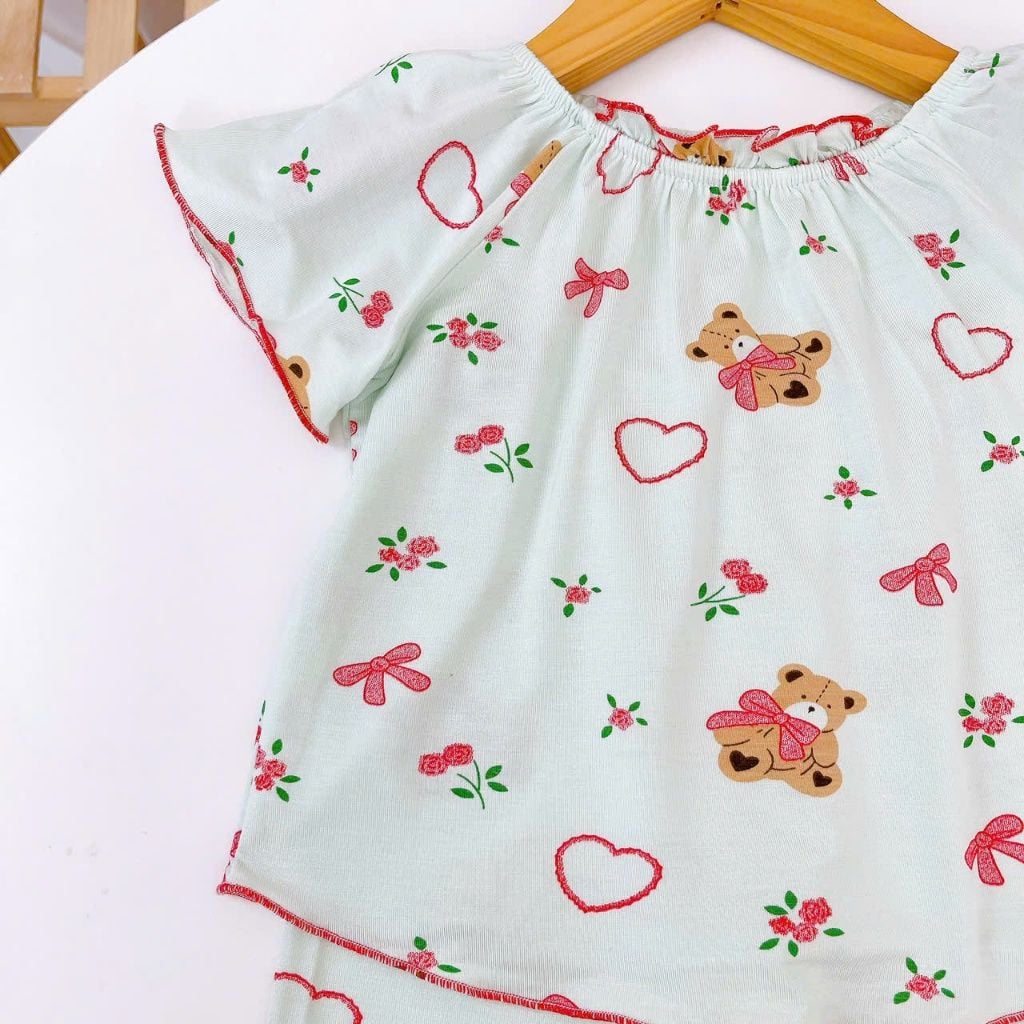 Bộ lửng bé gái sợi sồi Modal Lá Homewear MOD6, đồ bộ tay ngắn quần lỡ babydoll dễ thương vải mềm mát 