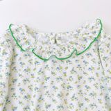  Đồ dài tay bé gái 95% sợi sồi Modal Ice Cool Lá Homewear A321, pijama cho bé hoa nhí cổ bèo xinh xắn 