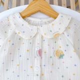  Bộ dài tay cho bé gái xô muslin A338, đồ ngủ cho bé babydoll họa tiết hoa thỏ dễ thương, quần bo chun thoải mái 