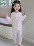  Bộ dài tay cho bé trai gái 95% sợi sồi Modal Ice Cool Lá Homewear A333, đồ ngủ cho bé bo tay chân hình khủng long, kitty 