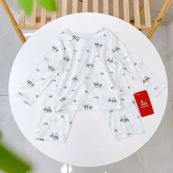  Bộ dài tay bé trai Lá Homewear TCL5, đồ ngủ bé trai vài tencel lycra mềm mỏng mát 