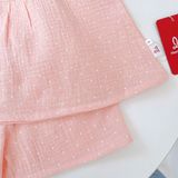  Bộ hai dây bé gái xô muslin XM03 Lá Homewear, đồ bộ mùa hè mát chấm bi 