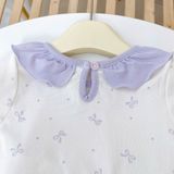  Bộ dài tay bé gái Lá Homewear A348,  đồ dài mặc ngủ cho bé cổ bèo xinh xắn hoa nhí nơ vải Lyocell Cotton mềm mướt 