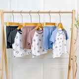  Bộ đùi bé trai 95% sợi sồi Modal Ice Cool Lá Homewear A324, đồ bộ bé trai cộc tay raglan phối hình xe gấu trúc mát 