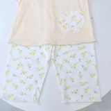  Bộ tay ngắn quần dài cho bé gái 95% sợi sồi Modal Ice Cool Lá Homewear A332, đồ ngủ cộc tay hoa nhí dễ thương 