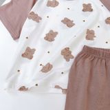  Bộ đùi bé trai 95% sợi sồi Modal Ice Cool Lá Homewear A324, đồ bộ bé trai cộc tay raglan phối hình xe gấu trúc mát 