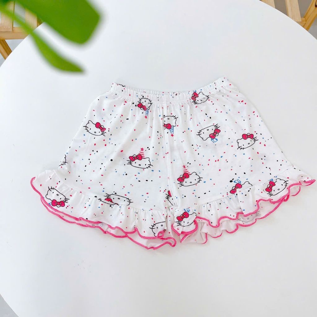  Bộ đùi bé gái vải sợi sồi Modal Lá Homewear MODL1, đồ bộ cộc tay mặc hè bé gái tay bèo dễ thương 