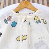  Pijama bé gái xô cotton Lá Homewear XCL18, đồ bộ dài tay cho bé cột nơ quần bo mặc ngủ mềm mát 