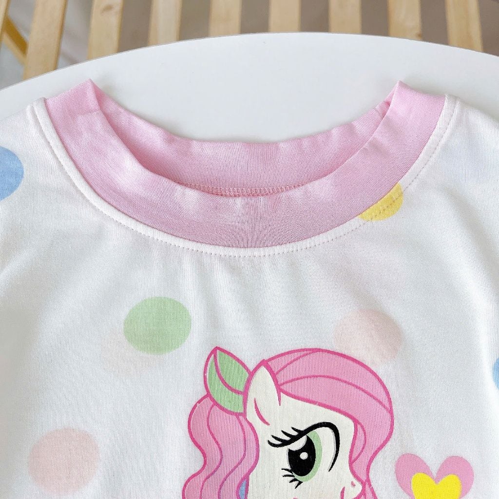  Bộ lửng bé gái 95% sợi sồi Modal Ice Cool Lá Homewear A303, đồ bộ quần lỡ bé gái họa tiết kỳ lân unicorn 