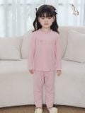  Bộ dài tay cho bé gái Lá Homewear A353, đồ mặc ngủ bé gái vải rayon mềm êm co giãn thấm hút hình hoa 