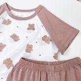  Bộ đùi bé trai 95% sợi sồi Modal Ice Cool Lá Homewear A324, đồ bộ bé trai cộc tay raglan phối hình xe gấu trúc mát 