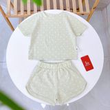  Bộ cộc tay bé gái chấm bi Lá Homewear LC03, bộ đùi cho bé vải Lyocell Cotton quần short năng động 