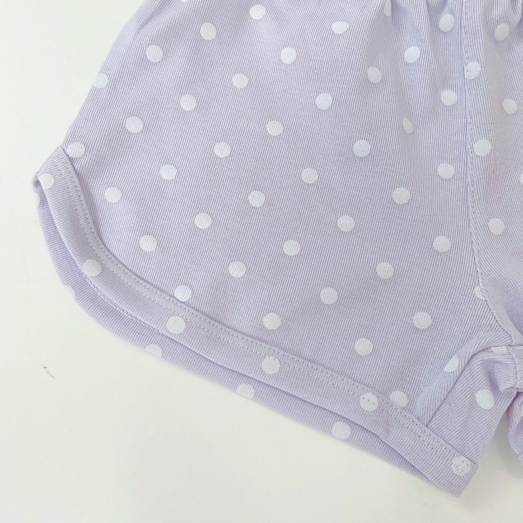  Bộ cộc tay bé gái chấm bi Lá Homewear LC03, bộ đùi cho bé vải Lyocell Cotton quần short năng động 