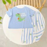  Bộ tay ngắn quần dài cho bé 95% sợi sồi Modal Ice Cool Lá Homewear A331, đồ ngủ cộc tay bé trai gái khủng long kitty 