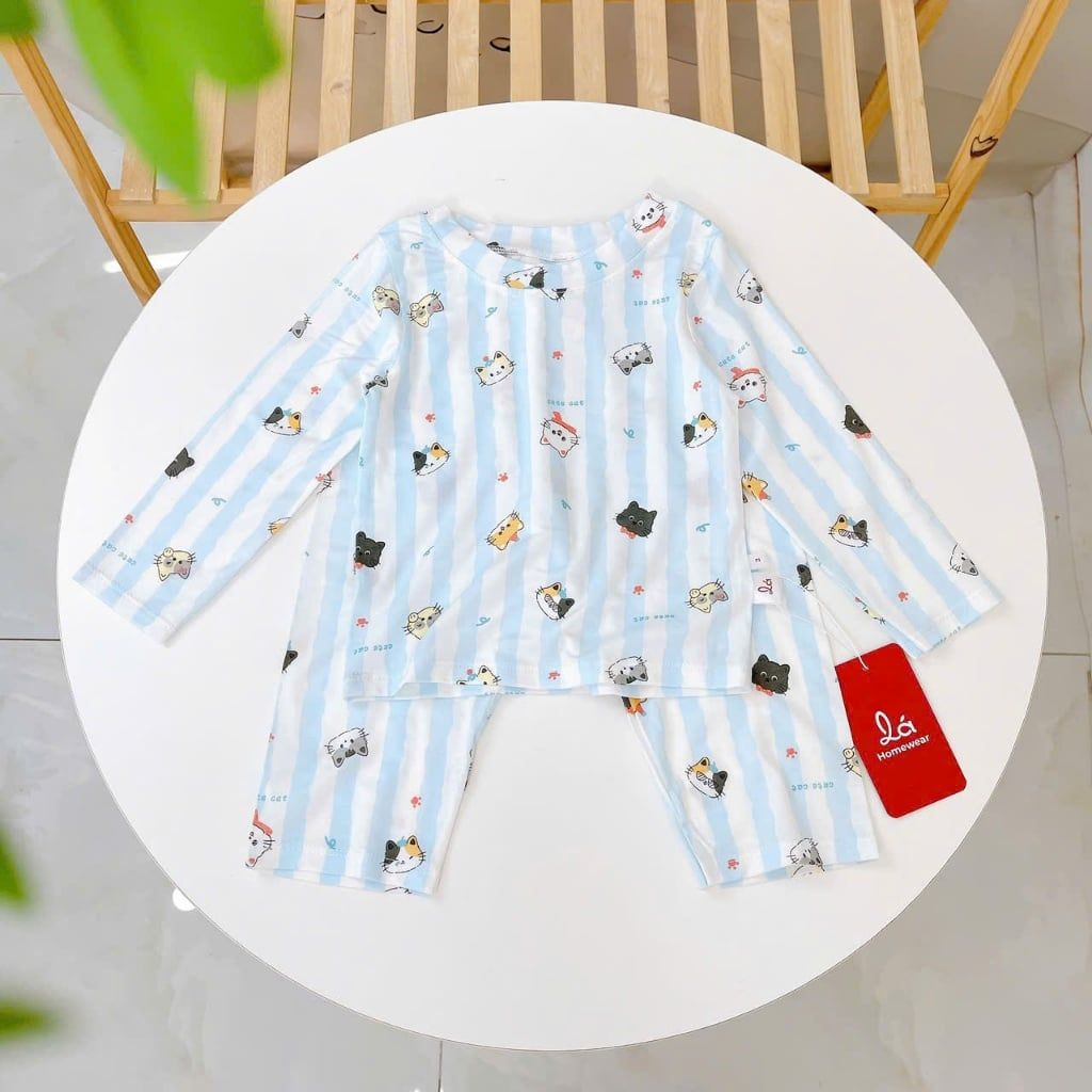  Bộ dài tay bé trai Lá Homewear TCL5, đồ ngủ bé trai vài tencel lycra mềm mỏng mát 