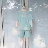  Bộ cộc tay bé trai Lá Homewear LC01, bộ đùi cho bé vải Lyocell Cotton in hình tay vắn năng động 