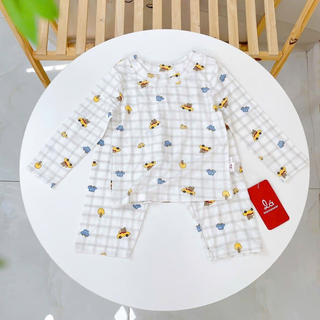  Bộ dài tay bé trai Lá Homewear TCL5, đồ ngủ bé trai vài tencel lycra mềm mỏng mát 