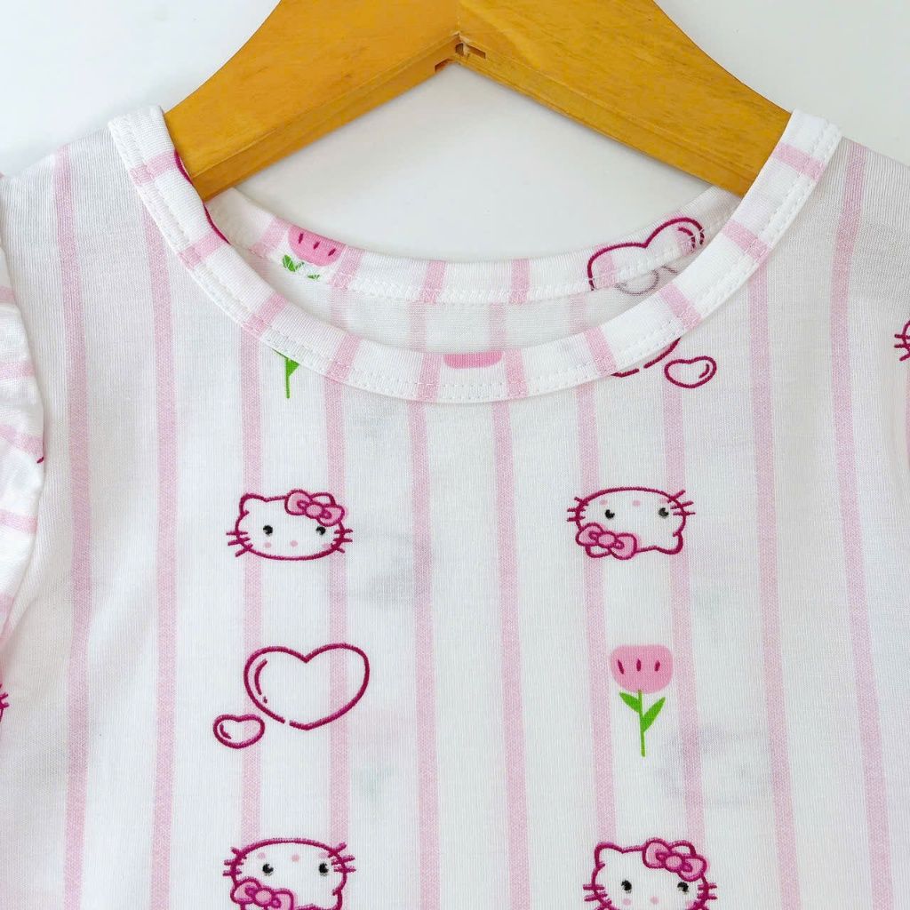  Bộ đùi bé gái vải sợi sồi Modal Lá Homewear MODL1, đồ bộ cộc tay mặc hè bé gái tay bèo dễ thương 