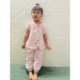  Bộ tay ngắn quần dài xô cotton Lá Homewear A339, đồ ngủ cộc tay bé gái quần bí dễ thương mềm mát 