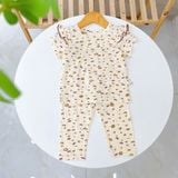  Bộ tay ngắn quần dài bé gái sợi sồi Modal Ice Cool Lá Homewear A372, đồ ngủ côc tay bé gái mát mềm 