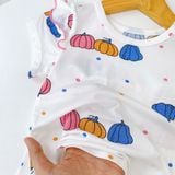  Bộ tay ngắn quần dài bé gái sợi sồi Modal Ice Cool Lá Homewear A372, đồ ngủ côc tay bé gái mát mềm 