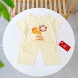  Bộ tay ngắn quần dài bé gái Lá Homewear ECO01, đồ ngủ cộc tay cho bé mềm mịn mát in hình summer 