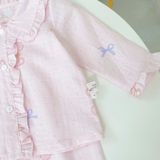  Pijama bé gái xô cotton Lá Homewear A346, bộ dài tay bé gái cổ bèo dễ thương, bộ ngủ mát trẻ em gái 