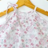  Bộ đùi áo yếm bé gái xô muslin XM02 Lá Homewear, bộ hai dây mùa hè mát nhẹ cho bé 