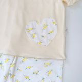  Bộ tay ngắn quần dài cho bé gái 95% sợi sồi Modal Ice Cool Lá Homewear A332, đồ ngủ cộc tay hoa nhí dễ thương 