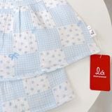  Bộ hai dây bé gái xô muslin XM03 Lá Homewear, đồ bộ mùa hè mát chấm bi 