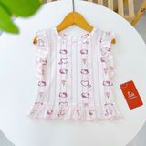  Bộ đùi bé gái vải sợi sồi Modal Lá Homewear MODL1, đồ bộ cộc tay mặc hè bé gái tay bèo dễ thương 