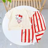  Bộ tay ngắn quần dài cho bé 95% sợi sồi Modal Ice Cool Lá Homewear A331, đồ ngủ cộc tay bé trai gái khủng long kitty 