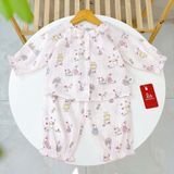  Đồ dài tay bé gái xô cotton Lá Homewear XCL17, bộ ngủ cho bé mềm mát thấm hút, pizama trẻ em 