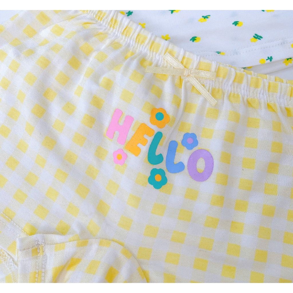  Quần lót bé gái 95% Modal sợi Sồi Lá Homewear A392, set 3 quần chip bé gái kitty caro dễ thương 