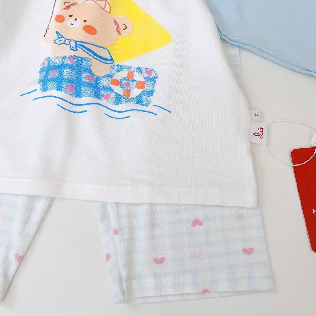  Đồ bộ ngủ cho bé sợi sồi Modal Lá Homewear MOD2, đồ bộ tay lửng quần dài raglan phối màu caro 