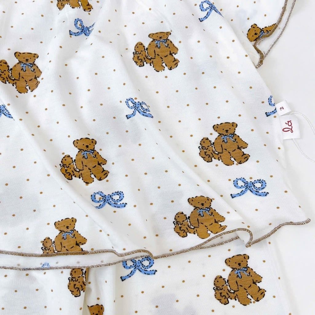  Bộ lửng bé gái sợi sồi Modal Lá Homewear MOD6, đồ bộ tay ngắn quần lỡ babydoll dễ thương vải mềm mát 