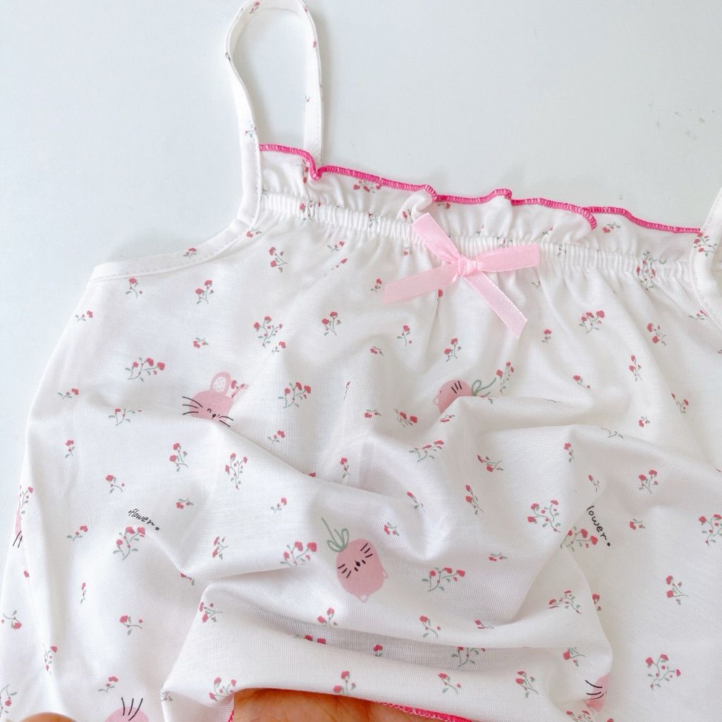  Bộ hai dây bé gái Lá Homewear A394, bộ hè cho bé gái vải tencel lycra mềm mỏng mát 