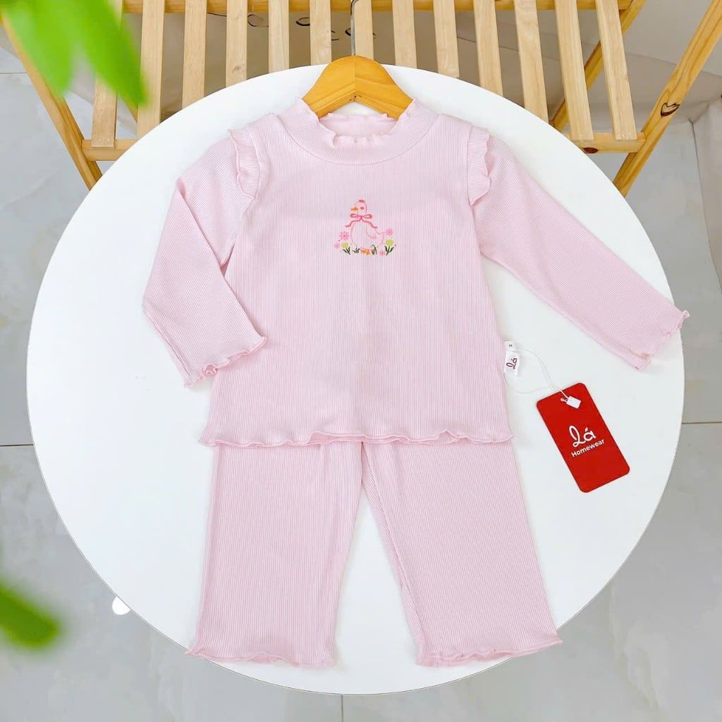  Đồ bộ dài tay bé gái sợi sồi Modal Lá Homewear LEZ01, bộ thun tăm cao cấp mềm mát mịn co giãn 