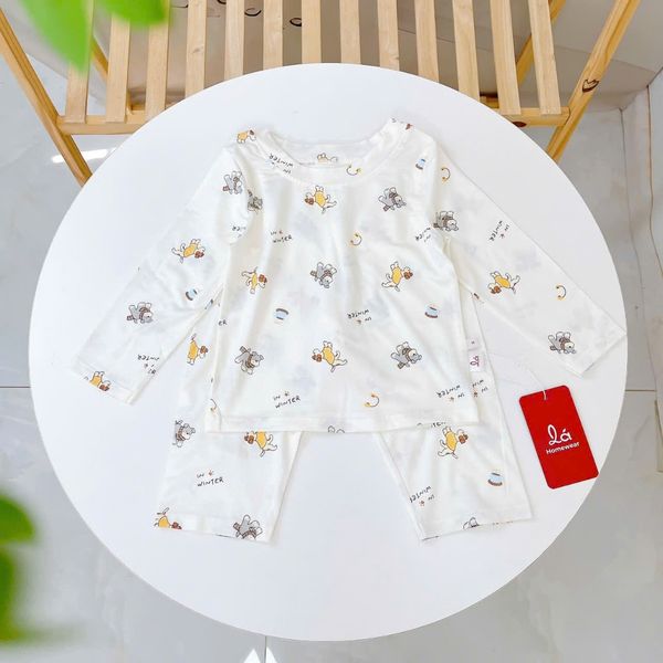  Bộ dài tay bé trai Lá Homewear TCL5, đồ ngủ bé trai vài tencel lycra mềm mỏng mát 
