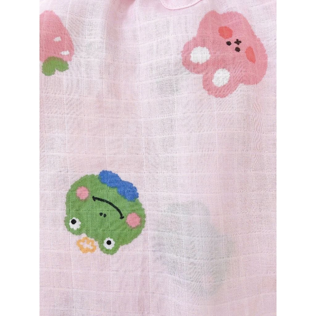  Pijama bé gái xô cotton Lá Homewear XCL18, đồ bộ dài tay cho bé cột nơ quần bo mặc ngủ mềm mát 