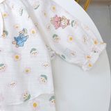  Bộ dài tay bé gái xô cotton Lá Homewear A313, pijama trẻ em gái mặc ngủ thoáng mát babydoll cổ chun dễ thương 