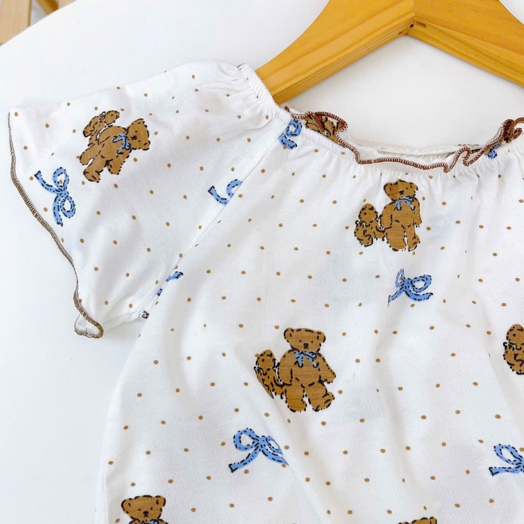  Bộ lửng bé gái sợi sồi Modal Lá Homewear MOD6, đồ bộ tay ngắn quần lỡ babydoll dễ thương vải mềm mát 