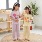 Bộ tay ngắn quần dài bé gái Lá Homewear ECO01, đồ ngủ cộc tay cho bé mềm mịn mát in hình summer 