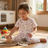  Bộ tay ngắn quần dài bé gái sợi sồi Modal Lá Homewear MOD4, đồ dài cộc tay cho bé babydoll mềm mát 