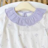  Bộ dài tay bé gái Lá Homewear A348,  đồ dài mặc ngủ cho bé cổ bèo xinh xắn hoa nhí nơ vải Lyocell Cotton mềm mướt 