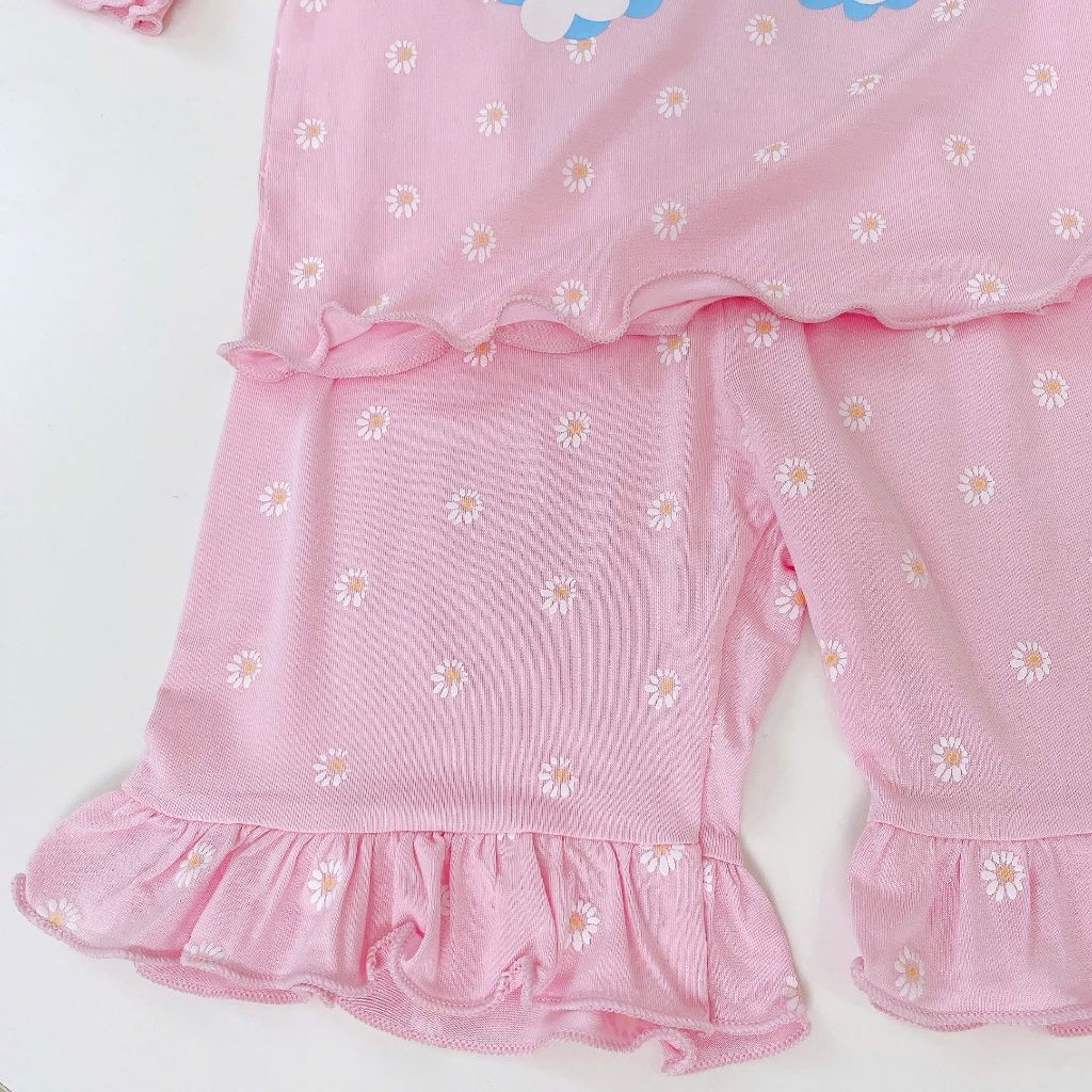  Bộ lửng cho bé gái 95% sợi sồi Modal Ice Cool Áo Lá Homewear A326 họa tiết hoa nhí kỳ lân unicorn melody 