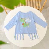  Bộ dài tay cho bé 95% sợi sồi Modal Ice Cool Lá Homewear A376, đồ ngủ mát bé trai gái khủng long kitty dễ thương 