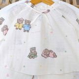  Bộ dài tay bé gái xô cotton Lá Homewear A313, pijama trẻ em gái mặc ngủ thoáng mát babydoll cổ chun dễ thương 